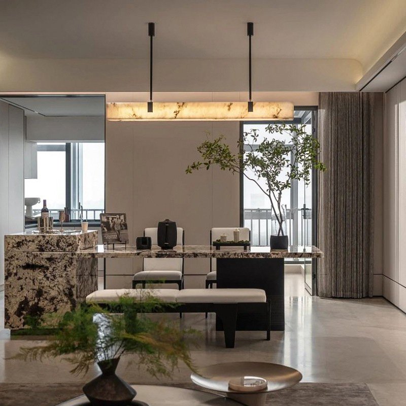 Luxury Natural Stone Decorate Pendant Light Bar Dining Table Cafe Clothing Store Flower Shop Design Chandelier