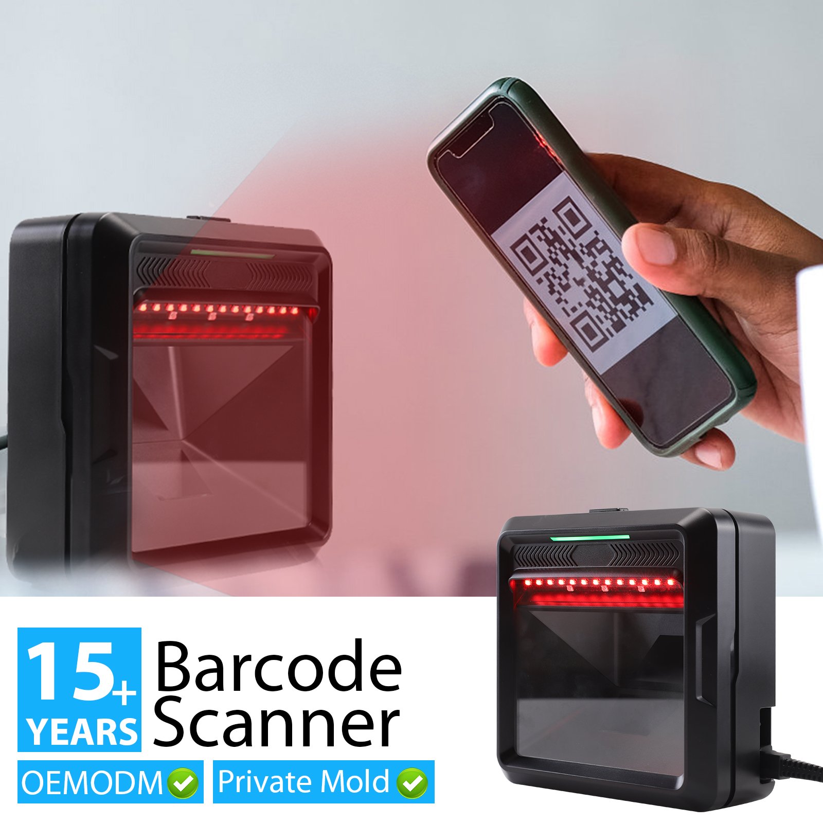 Hot Sale OEM 2D Supermarkets Omnidirectional Qr Code Scanner Desktop Barcode Scanner MP8000Y