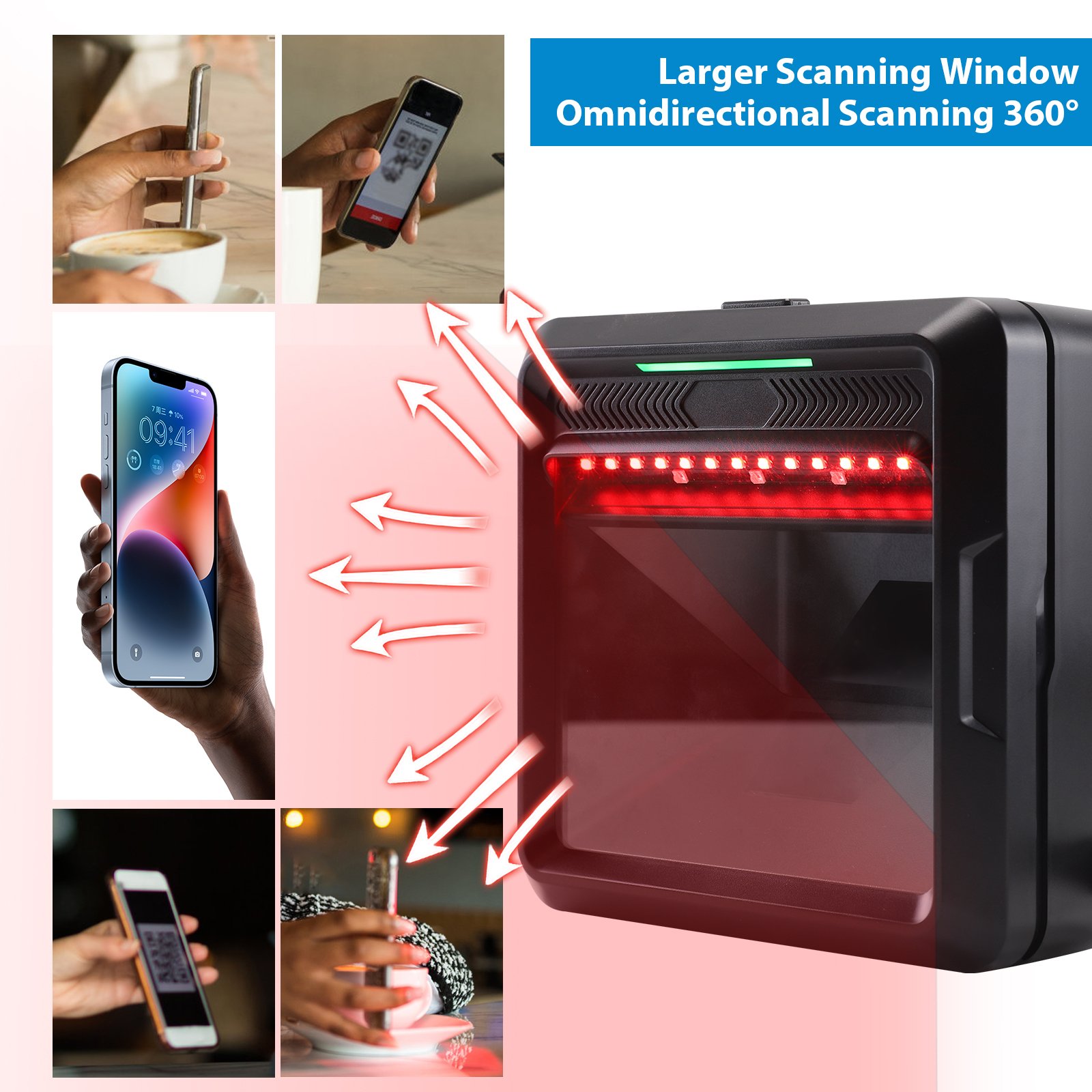 Hot Sale OEM 2D Supermarkets Omnidirectional Qr Code Scanner Desktop Barcode Scanner MP8000Y