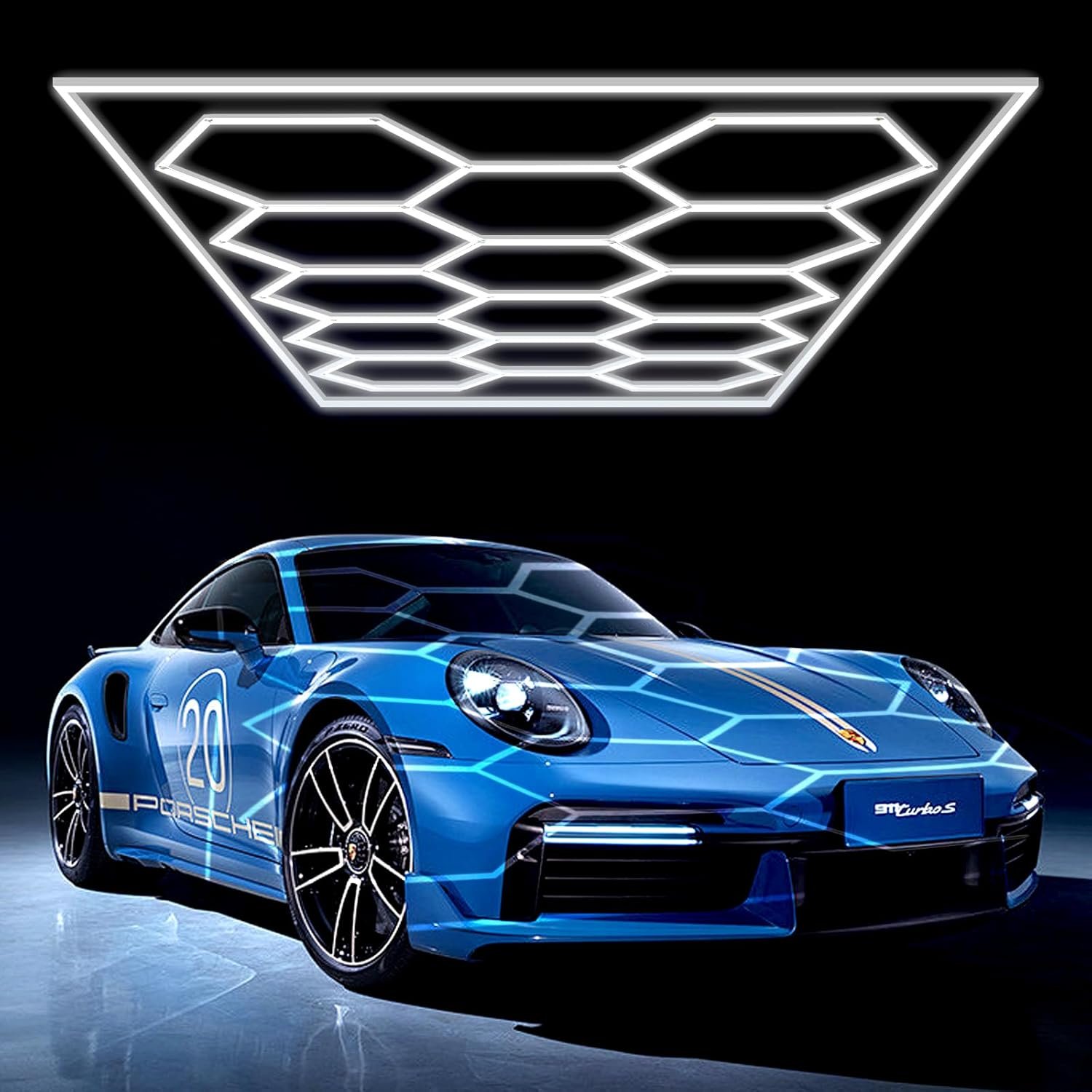 Diy Hexagon Led Light Workshop Customized Size Car Detailing Lights for Car Wash Shop Garage Lighting Led Detailing