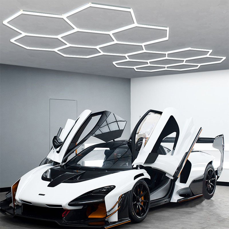 Diy Hexagon Led Light Workshop Customized Size Car Detailing Lights for Car Wash Shop Garage Lighting Led Detailing