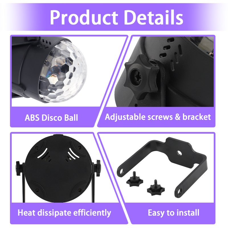 U`King Stage Light Hot Sales Remote Sound Control LED RGB Party Light Crystal Magic Ball Disco Lights