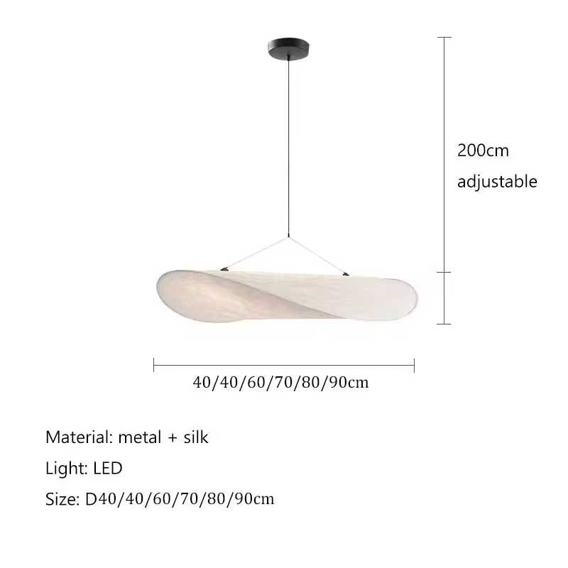 Home Decor Minimalist Design Kitchen Pendant Light Hotel Bedroom Hanging Lamp Indoor Nordic Modern Led Silk Fabric Chandelier