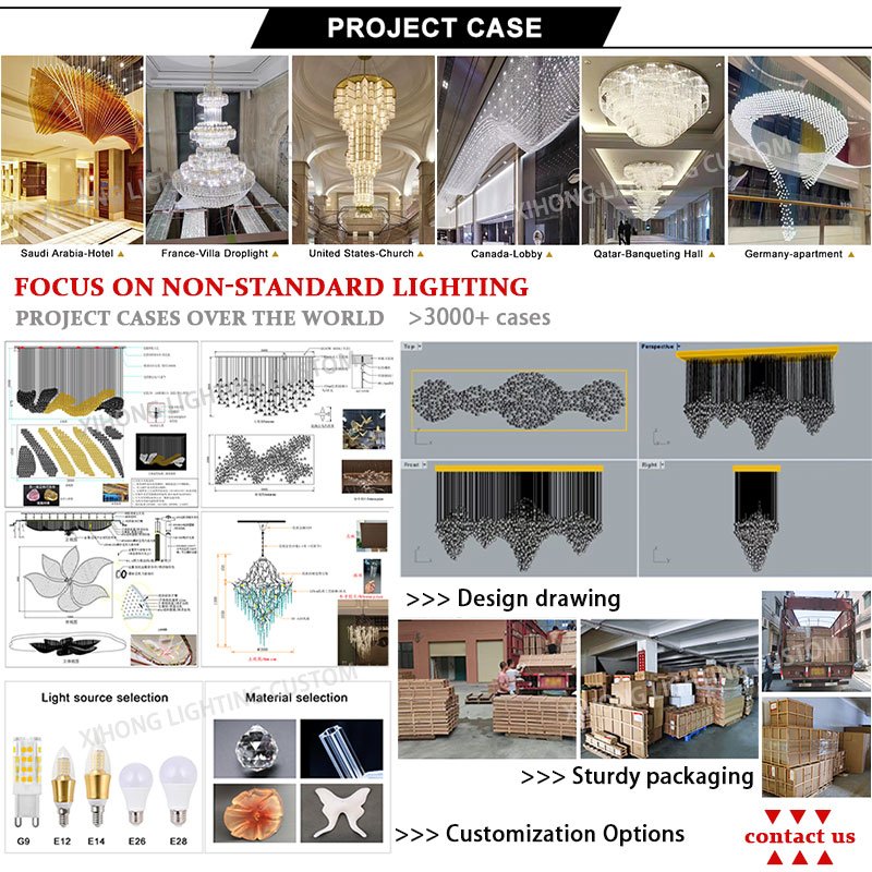 Custom Ribbon Lamps Hotel Lobby Ballroom Sales Department Modern Decorative Chandelier