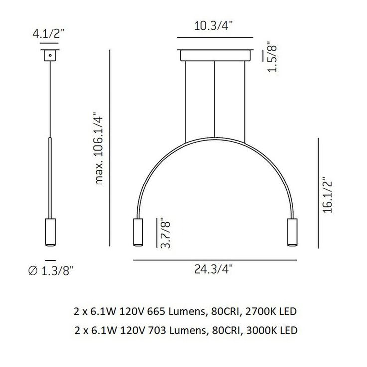 Aluminum Heads with Acrylic Diffusers Pendant Light in Black