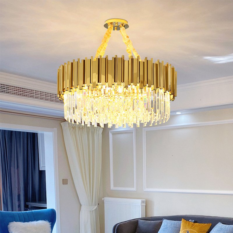 Modern Custom Metal Round Large Nordic Chandeliers Bedroom Living Room Pendant Ceiling Light Led K9 Luxury Crystal Chandelier