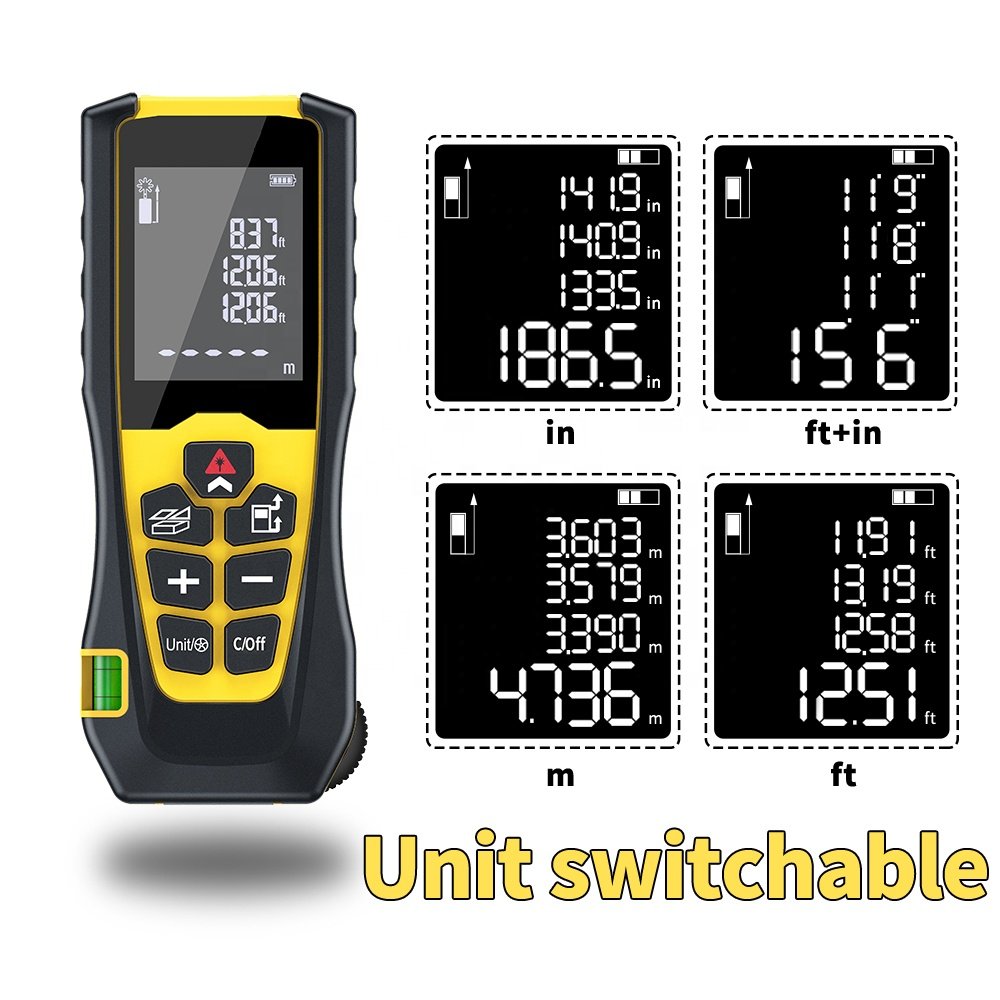 Portable Mini Handheld Laser Rangefinder for Sale Area-volume-Angle Tape Measure Tool Auto Meter