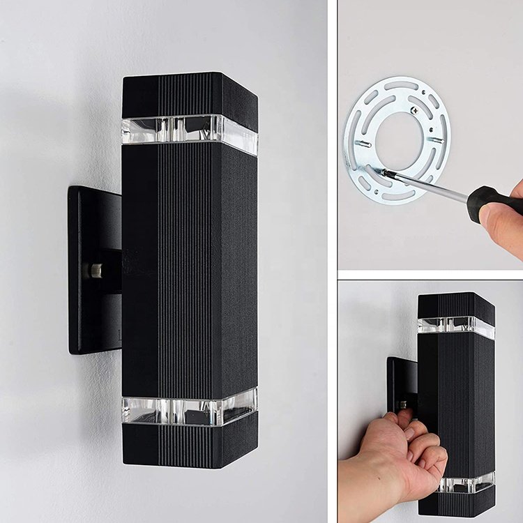 European Outdoor Led square up and Down Lamp Outdoor Wall Lamp Main Body Aluminum Waterproof 3000K 5W Outdoor Wall Lamp