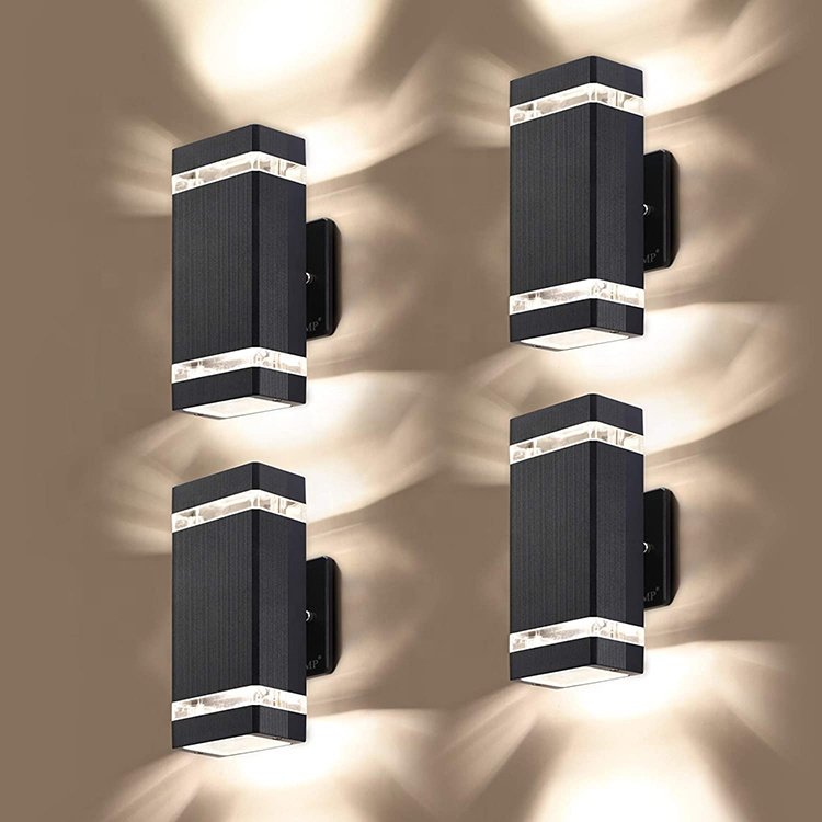European Outdoor Led square up and Down Lamp Outdoor Wall Lamp Main Body Aluminum Waterproof 3000K 5W Outdoor Wall Lamp