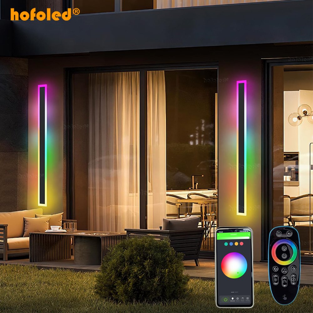 RGB Black up Down Waterproof IP65 Inground Linear Wall Wash Light Smart LED Outdoor Wall Sconce Lamp LED RGB Smart Wall Lamp