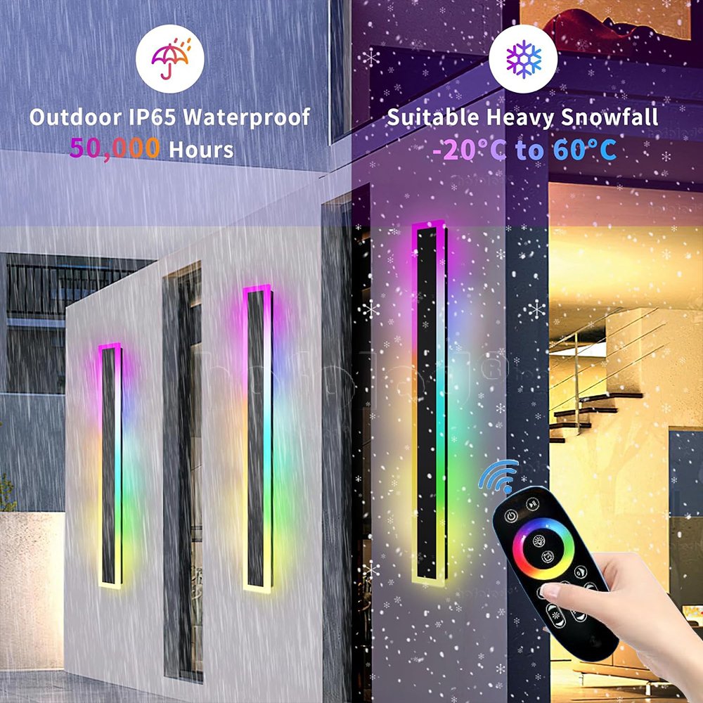 RGB Black up Down Waterproof IP65 Inground Linear Wall Wash Light Smart LED Outdoor Wall Sconce Lamp LED RGB Smart Wall Lamp