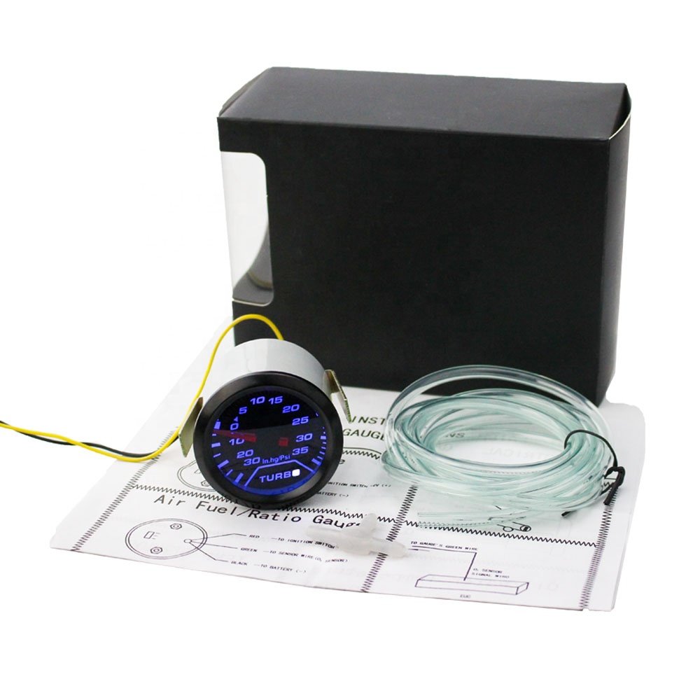 2" 52Mm Auto Turbo Psi Smoke Dial Blue Led Light Interior Dash Car Meter Car Boost Gauge