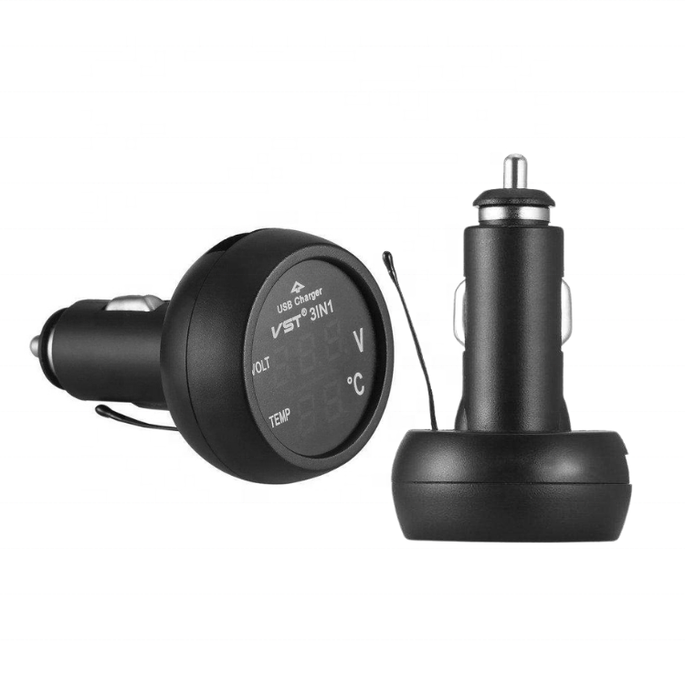 3 in 1 Auto Waterproof Dc Thermometer Voltmeter 12V 24V Digital Gauge With Usb Charger