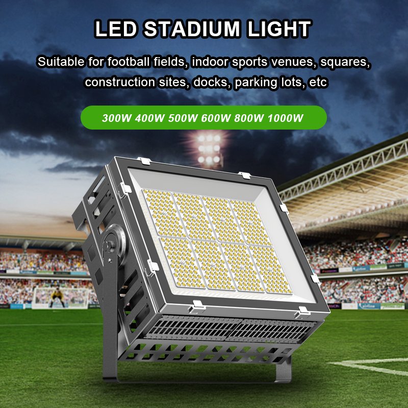 IP65 IP66 Waterproof High Mast LED Flood Light Sport Stadium Field 300w-1200w Aluminum Body Outdoor Lighting AC Power Source
