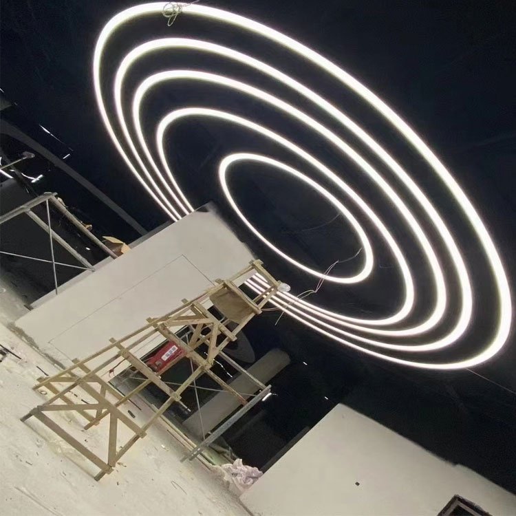 Indoor Decorative Round Lighting Black Dimmable Circular Led Hanging Lamp 800mm Ring Linear Light