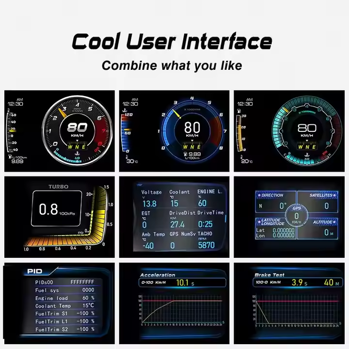 A600 Smart Car Head-Up Display with LCD/LED Navigation OBD GPS Bluetooth Speed Water Temperature Clock Meter Windshield HUD