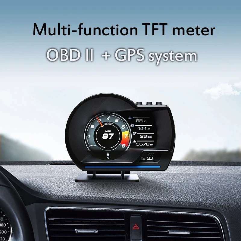 A600 Smart Car Head-Up Display with LCD/LED Navigation OBD GPS Bluetooth Speed Water Temperature Clock Meter Windshield HUD