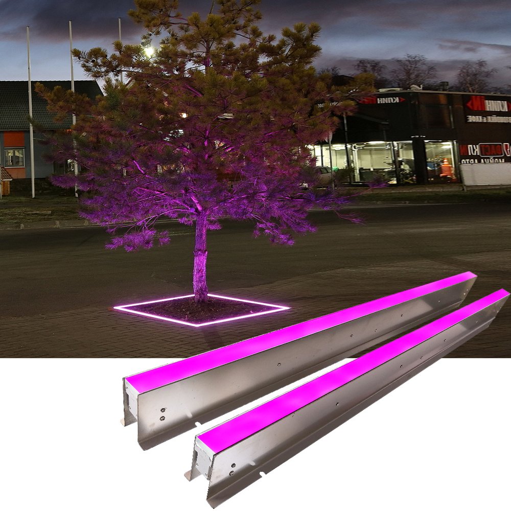 Stainless Steel Linear Tree Lighting DMX512 RGB Color DC24V Outdoor IP67 Garden Palm Tree Spotlight Landscape Floor Buried Light