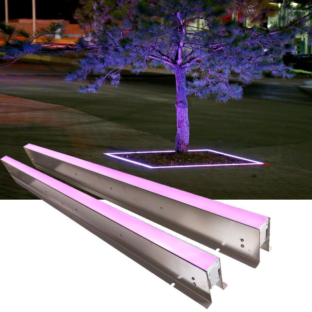 Stainless Steel Linear Tree Lighting DMX512 RGB Color DC24V Outdoor IP67 Garden Palm Tree Spotlight Landscape Floor Buried Light