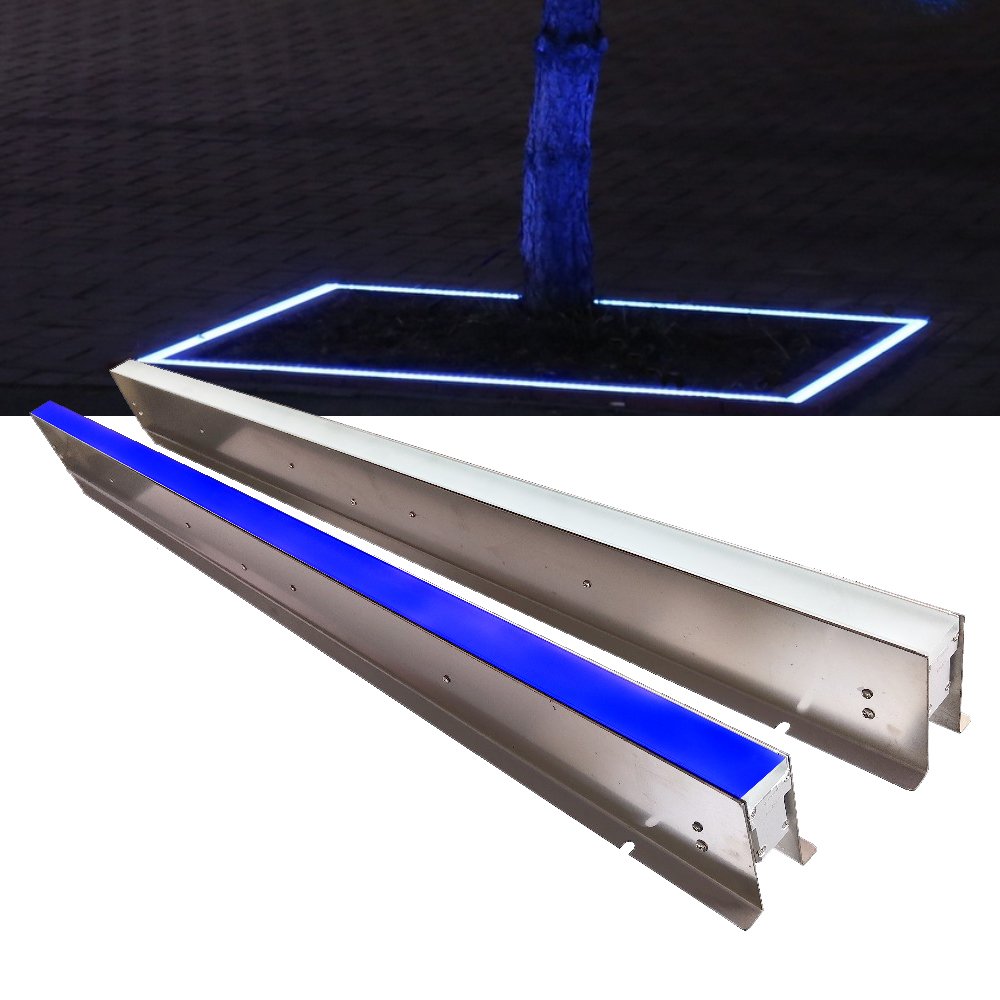 Stainless Steel Linear Tree Lighting DMX512 RGB Color DC24V Outdoor IP67 Garden Palm Tree Spotlight Landscape Floor Buried Light