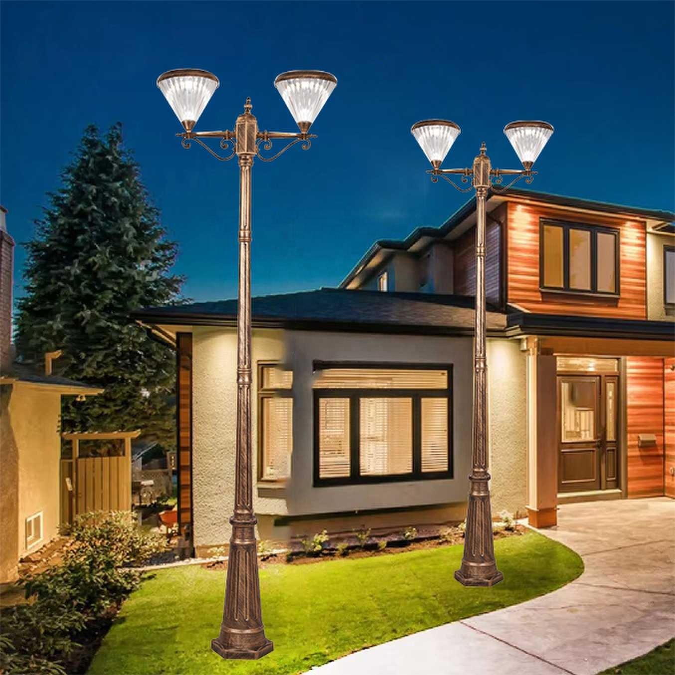 Factory Direct Modern Lighting Fixtures with IP65 Waterproof Thickened Lampshade, Courtyard Lighting Column Lights, Solar Energy