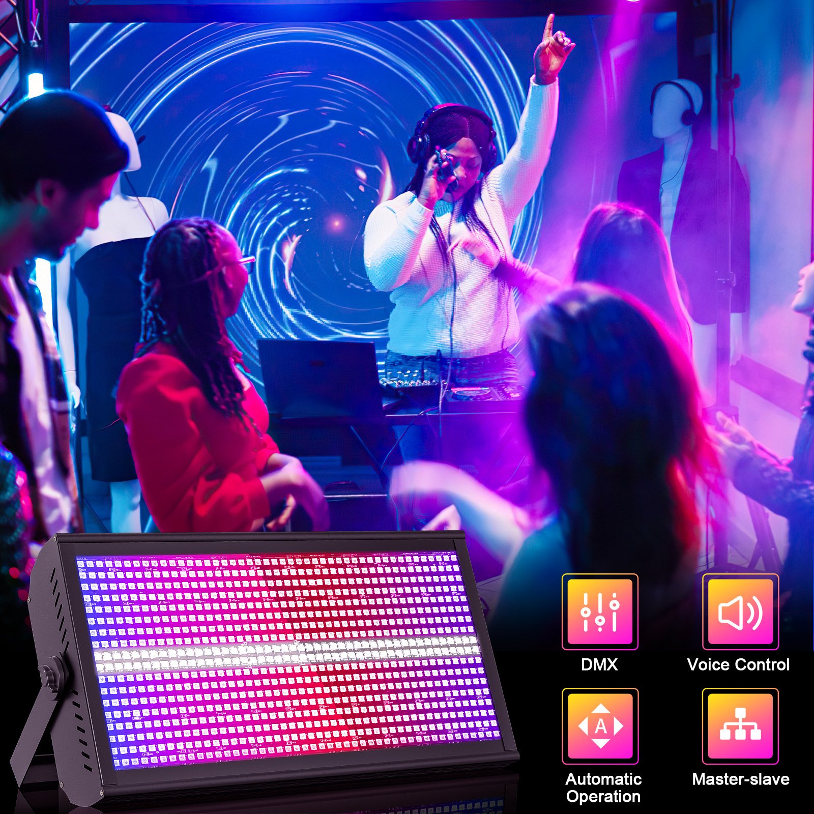 200W RGBW 768LED Wall Wash Light Strobe DMX Stage DJ Beam Light Party Show Light