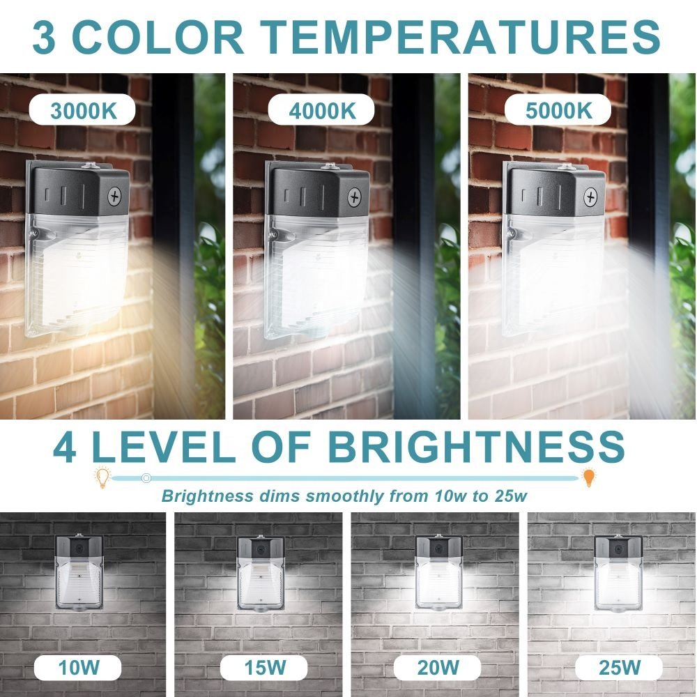 Porch Garden Patio Garage Warehouse Security Lighting 15W 20W 25W 26W 30W Mini LED Wall Pack Light with Dusk to Dawn Photocell