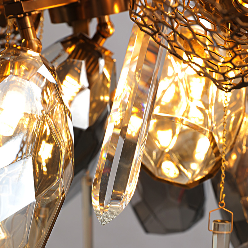High Quality American Design Decorative Glass Metal Modern Brass Simple Chandelier Creative Retro Linear Pendant Light