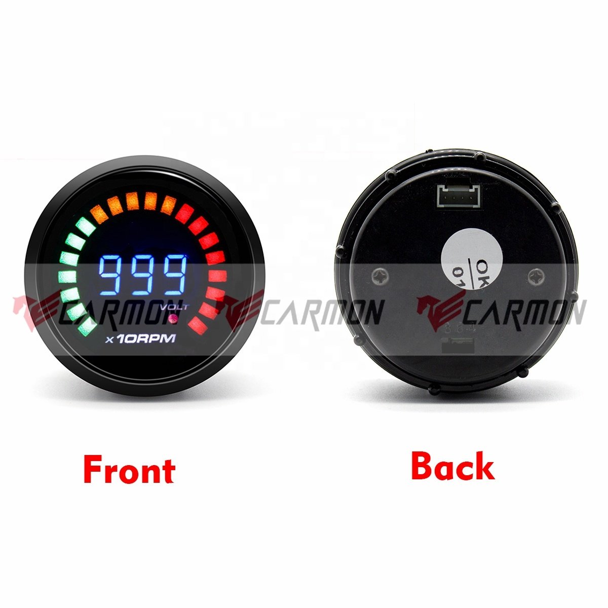 Custom 52mm Auto Meter 0-9990rpm 2'' 3 Colors Led Digital Dashboard Tachometer Gauge