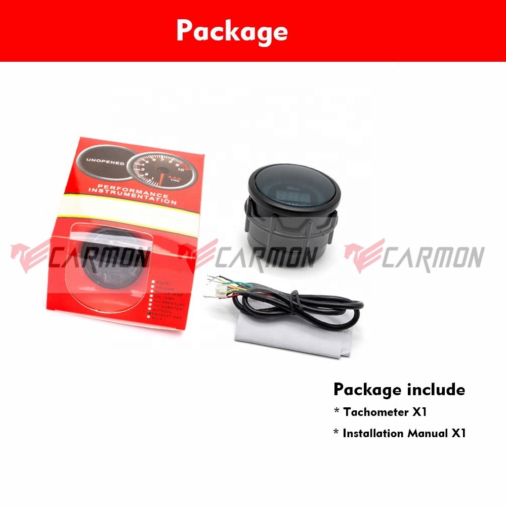 Custom 52mm Auto Meter 0-9990rpm 2'' 3 Colors Led Digital Dashboard Tachometer Gauge
