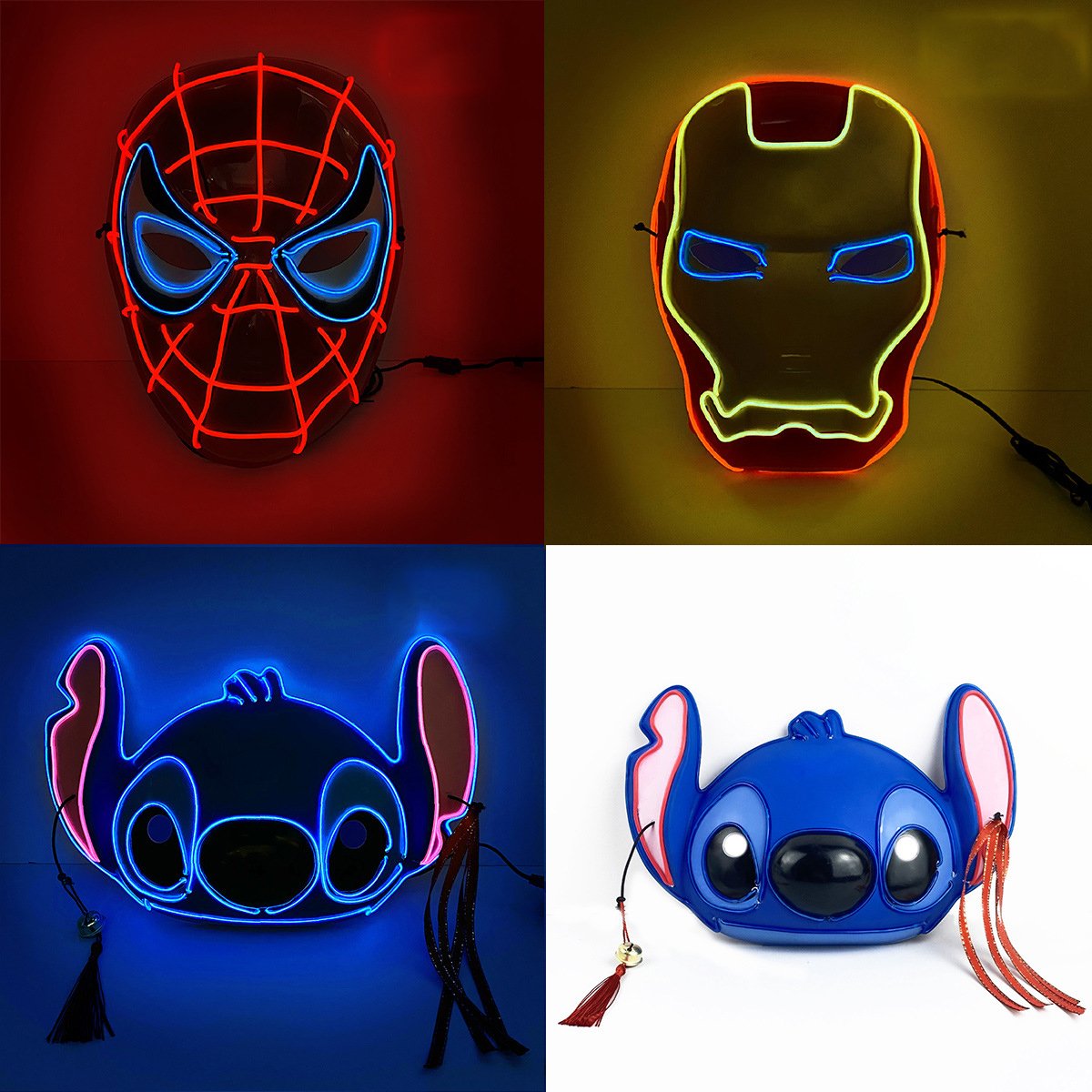 Cyberpunk Cartoon RGB Led Masks Cute Light-up Toys Stage Party Wearable Equipment Halloween Mask Lighting