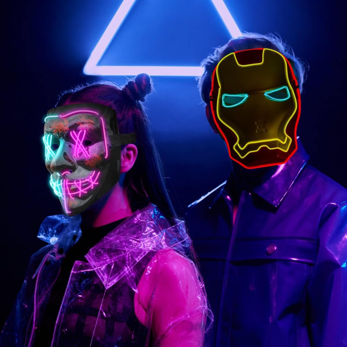 Cyberpunk Cartoon RGB Led Masks Cute Light-up Toys Stage Party Wearable Equipment Halloween Mask Lighting