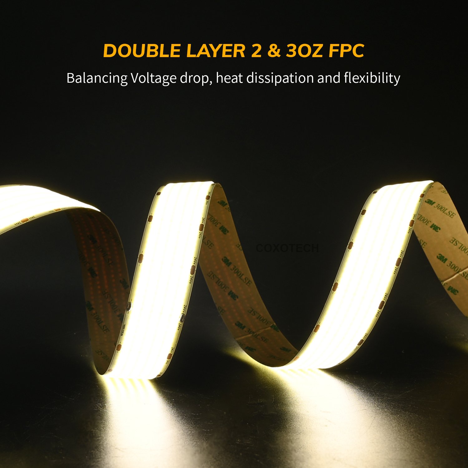 COXO 4000lm R90 High Efficiency COB Led Strip Ce Rohs 3 Years Warranty 4000lm High Brightness COB Led Strip Light