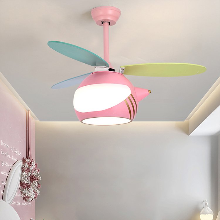 LED 45W 3CCT Remote Control Fan Pendant Light Children's Bedroom Study Room Airplane Fan Ceiling Light Silent Ceiling Fan Light