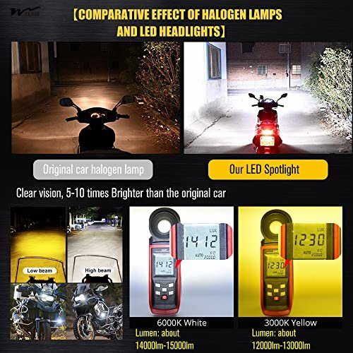 Motorcycle LED Fog Running Lights with 4 Functions and 3 Colors Integrated High Beam DRL Flashing Warning Lighting Kit