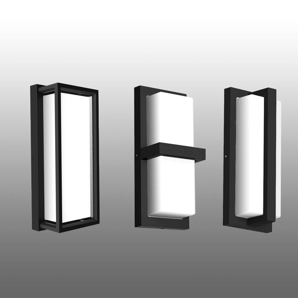 ETL Modern Exterior LED Wall Fixture 5CCT Selectable Wall Mount Lighting Fixture Rectangle Wall Light