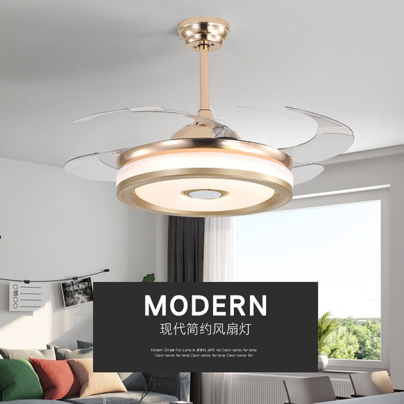 Modern Designer Decorative Retractable Bedroom Fancy Vintage Led Ceiling Fans Chandelier Ceiling Light With Remote Control