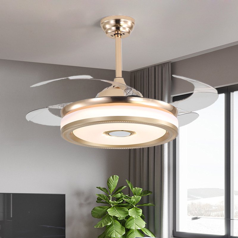 Modern Designer Decorative Retractable Bedroom Fancy Vintage Led Ceiling Fans Chandelier Ceiling Light With Remote Control