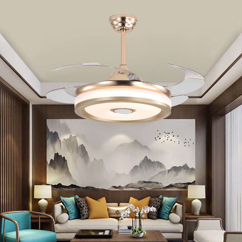 Modern Designer Decorative Retractable Bedroom Fancy Vintage Led Ceiling Fans Chandelier Ceiling Light With Remote Control