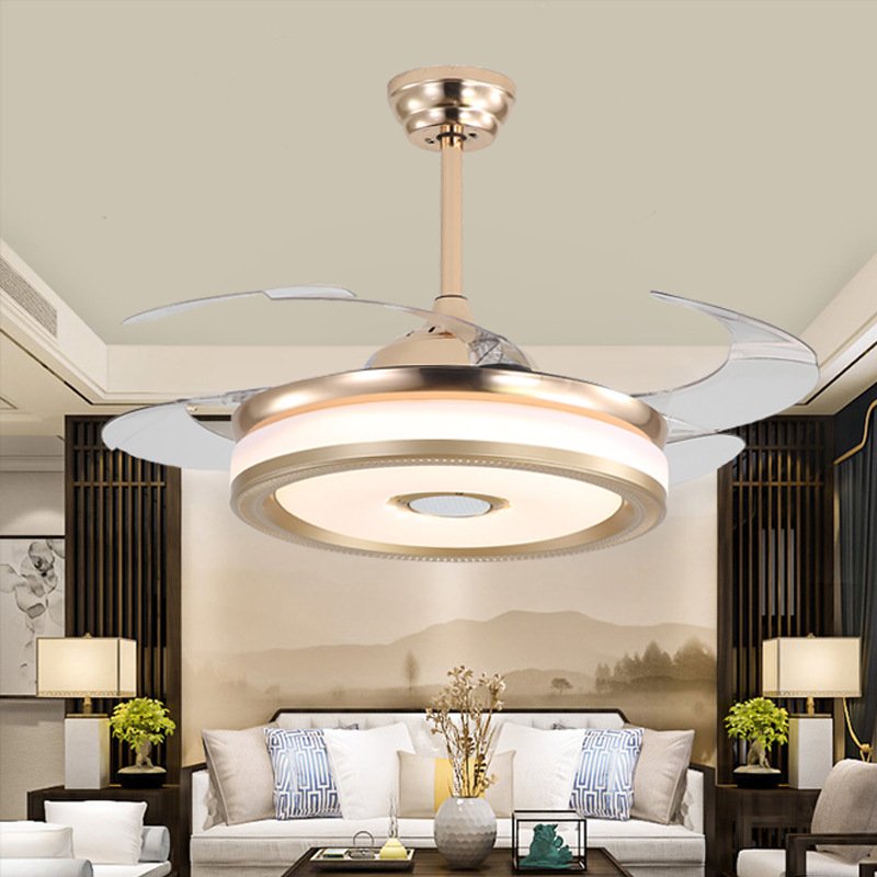 Modern Designer Decorative Retractable Bedroom Fancy Vintage Led Ceiling Fans Chandelier Ceiling Light With Remote Control