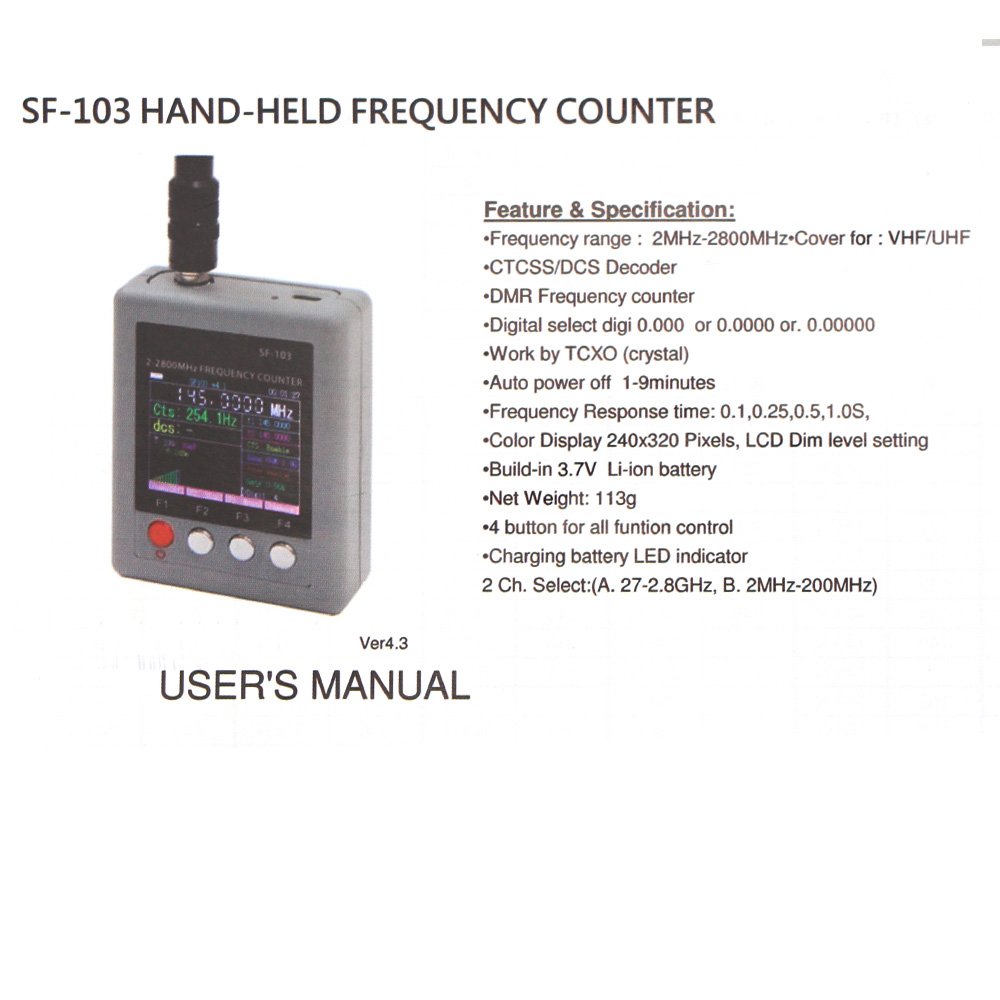 SURECOM SF-103 Portable Frequency Counter Walkie Talkie Frequency Meter 2Gen 2MHz-2.8GHz SF103 Analog Digit Two Way Radio DMR