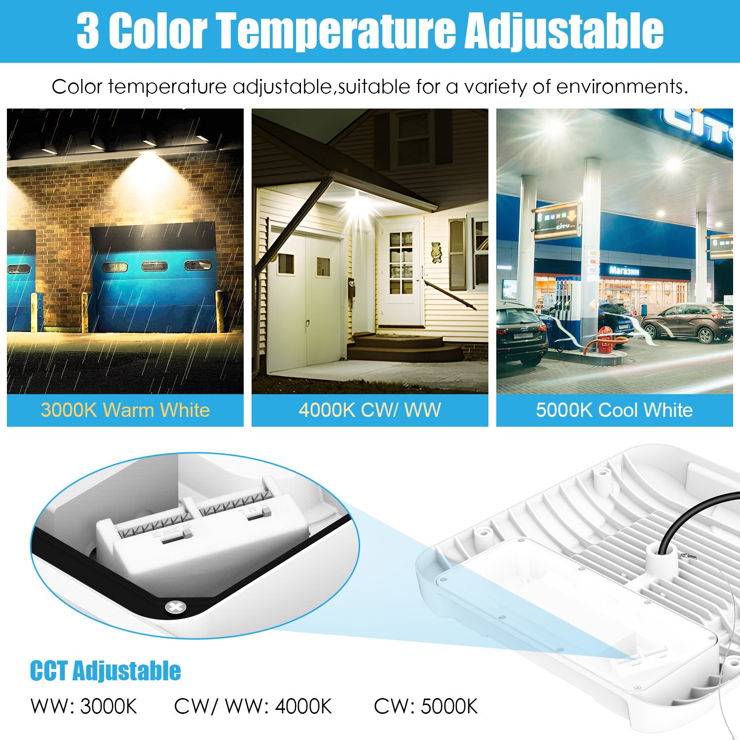 Canopy Light Us Stock 3cct 3power Tunable Square 150w Station Lights for Gas Stations Led Canopy Light