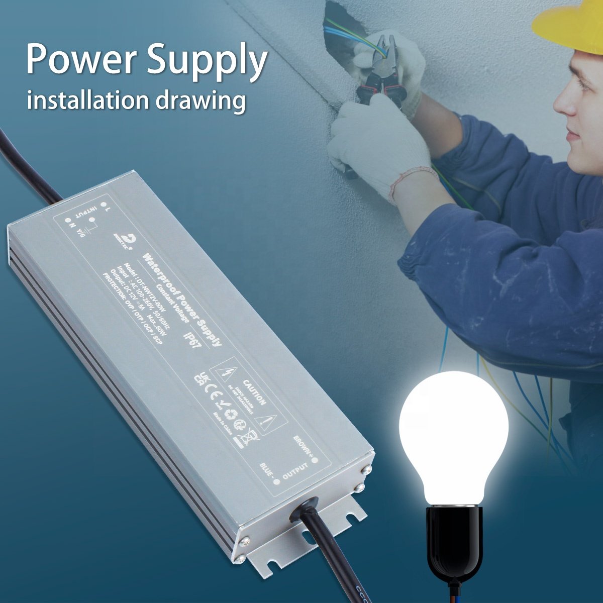 DUSKTEC Constant Voltage Waterproof Led 24v Power Supply Transformer 12v Ip67 100w 120w Linear Led Drivers