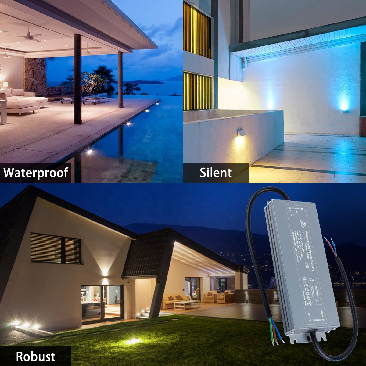 DUSKTEC Constant Voltage Waterproof Led 24v Power Supply Transformer 12v Ip67 100w 120w Linear Led Drivers