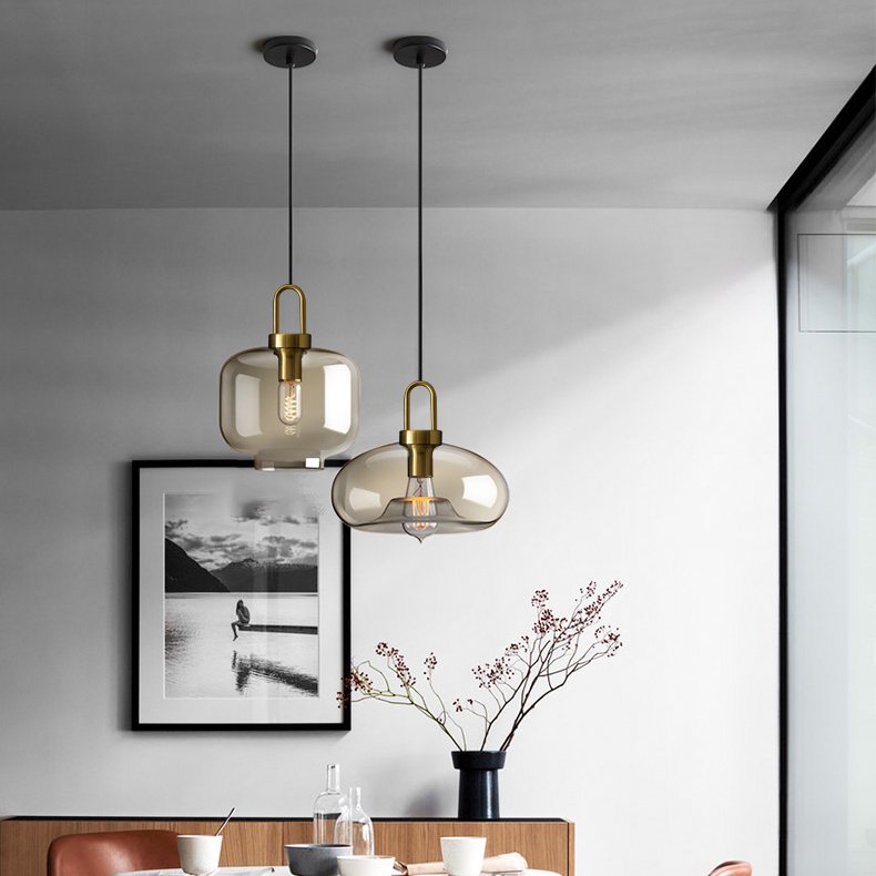 Modern Simple Glass Pendant Light Nordic Restaurant Goldfish Bowl Glass Chandelier