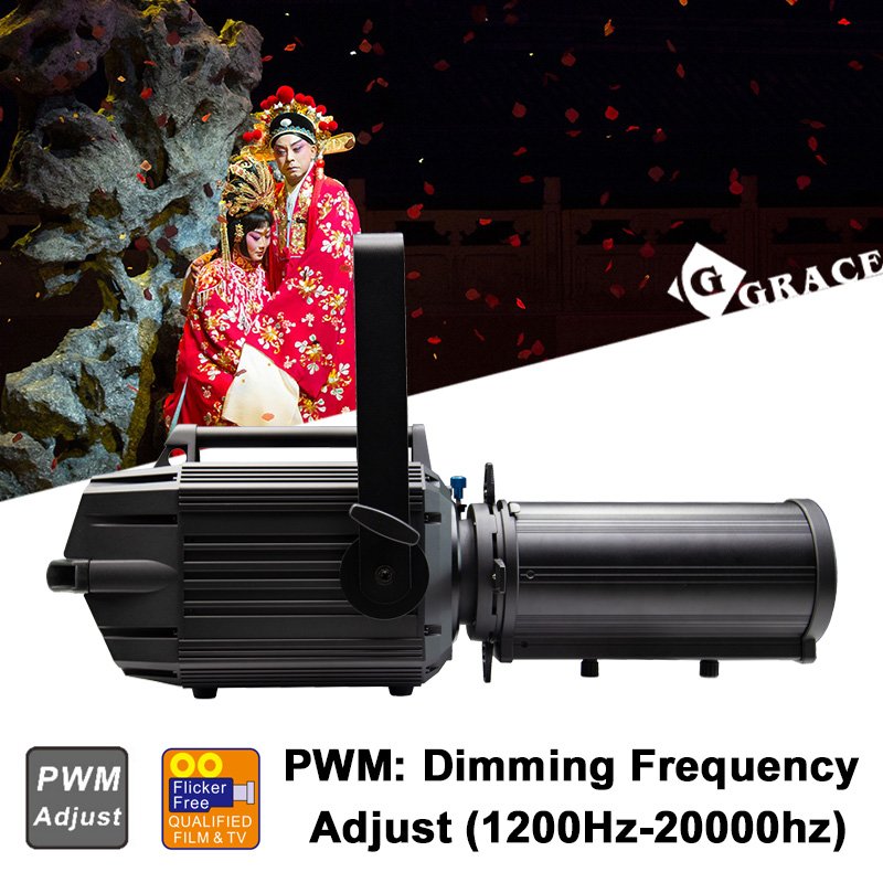 Igracelite CRI>96 PWM Mode LED Leko Profile Light 400W RGBALC 6in1 Zoom Spot Ellipsoidal