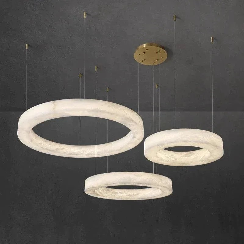 Alabaster Living Room Round Chandelier Restaurant Led Pendant Lights Large Ceiling Lamp Marble Chandeliers