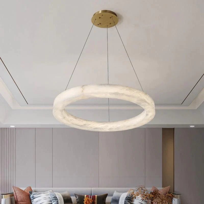 Alabaster Living Room Round Chandelier Restaurant Led Pendant Lights Large Ceiling Lamp Marble Chandeliers