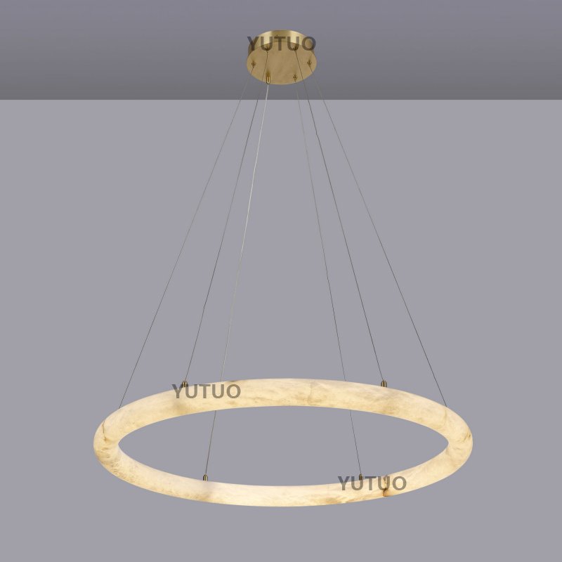 Alabaster Living Room Round Chandelier Restaurant Led Pendant Lights Large Ceiling Lamp Marble Chandeliers