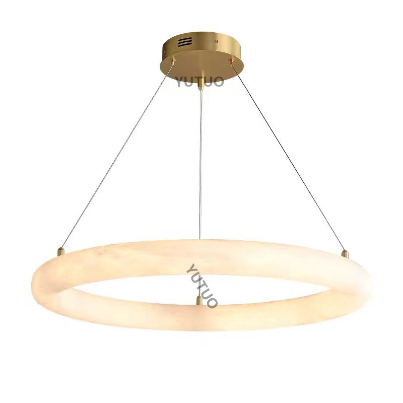 Alabaster Living Room Round Chandelier Restaurant Led Pendant Lights Large Ceiling Lamp Marble Chandeliers